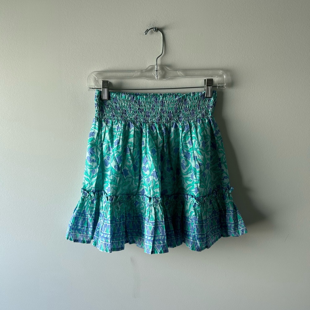 Vineyard Vines green and blue printed elastic waist cotton skirt